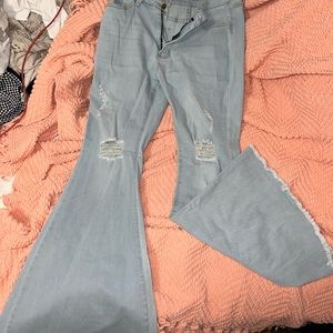 Distressed bell bottoms/flare leg